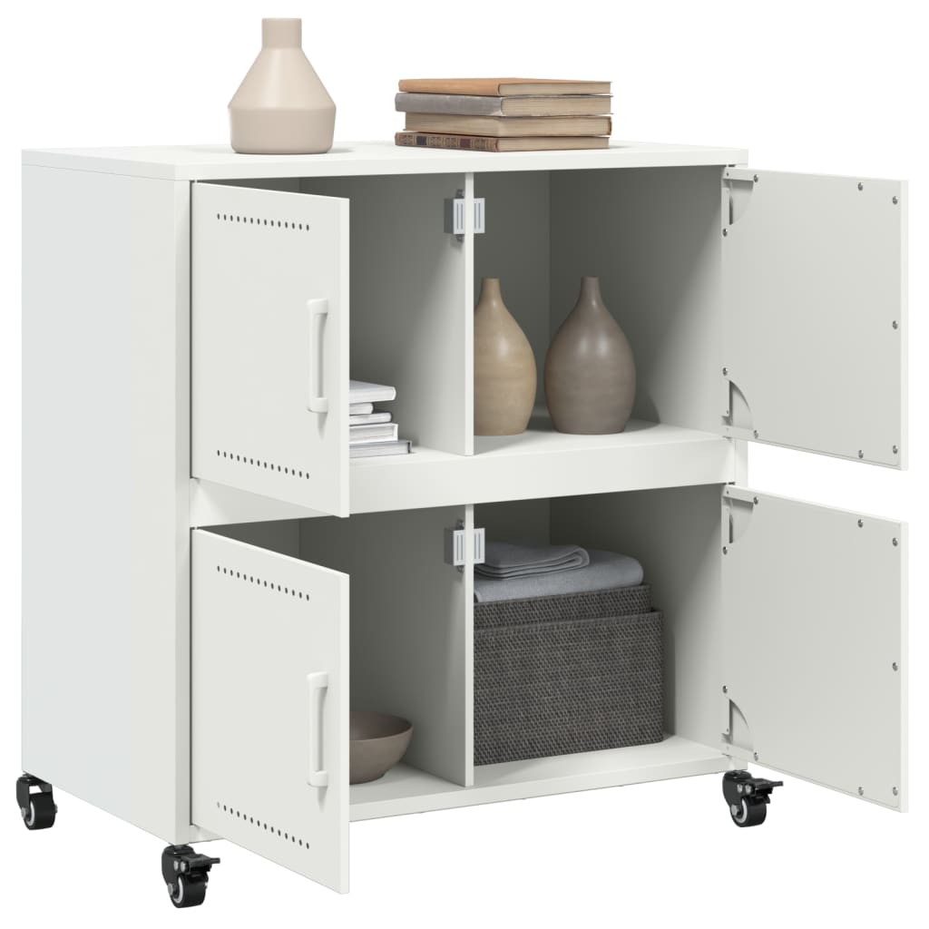 vidaXL Credenza Bianca 68x39x72 cm in Acciaio