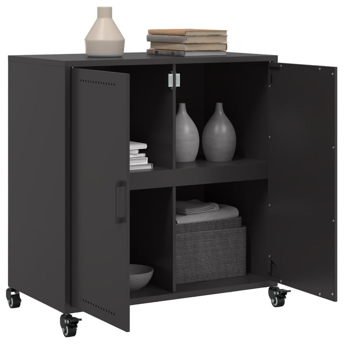 Credenza-Buffet-Armadio da cucina Nera 68x39x72 cm in Acciaio