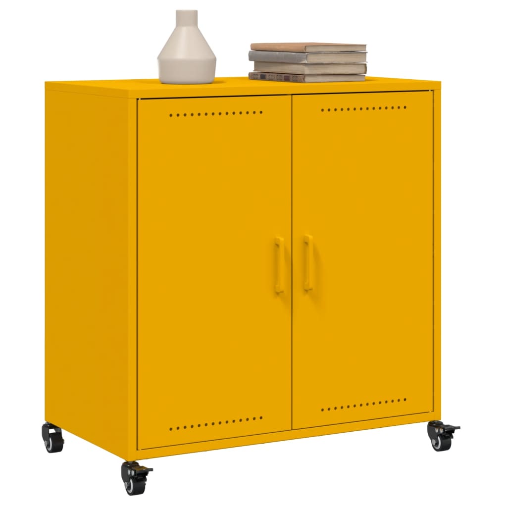Credenza Giallo Senape 68x39x72 cm in Acciaio