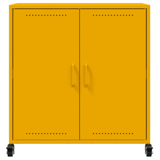 Credenza buffet cassettiera mobile contenitore organizer cucina soggiorno soggiorno giallo senape 68,5 x 39 x 72 cm acciaio Giallo 02_0035706