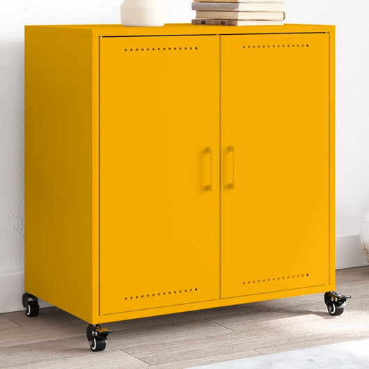 Credenza-Buffet-Armadio da cucina Giallo Senape 68x39x72 cm in Acciaio