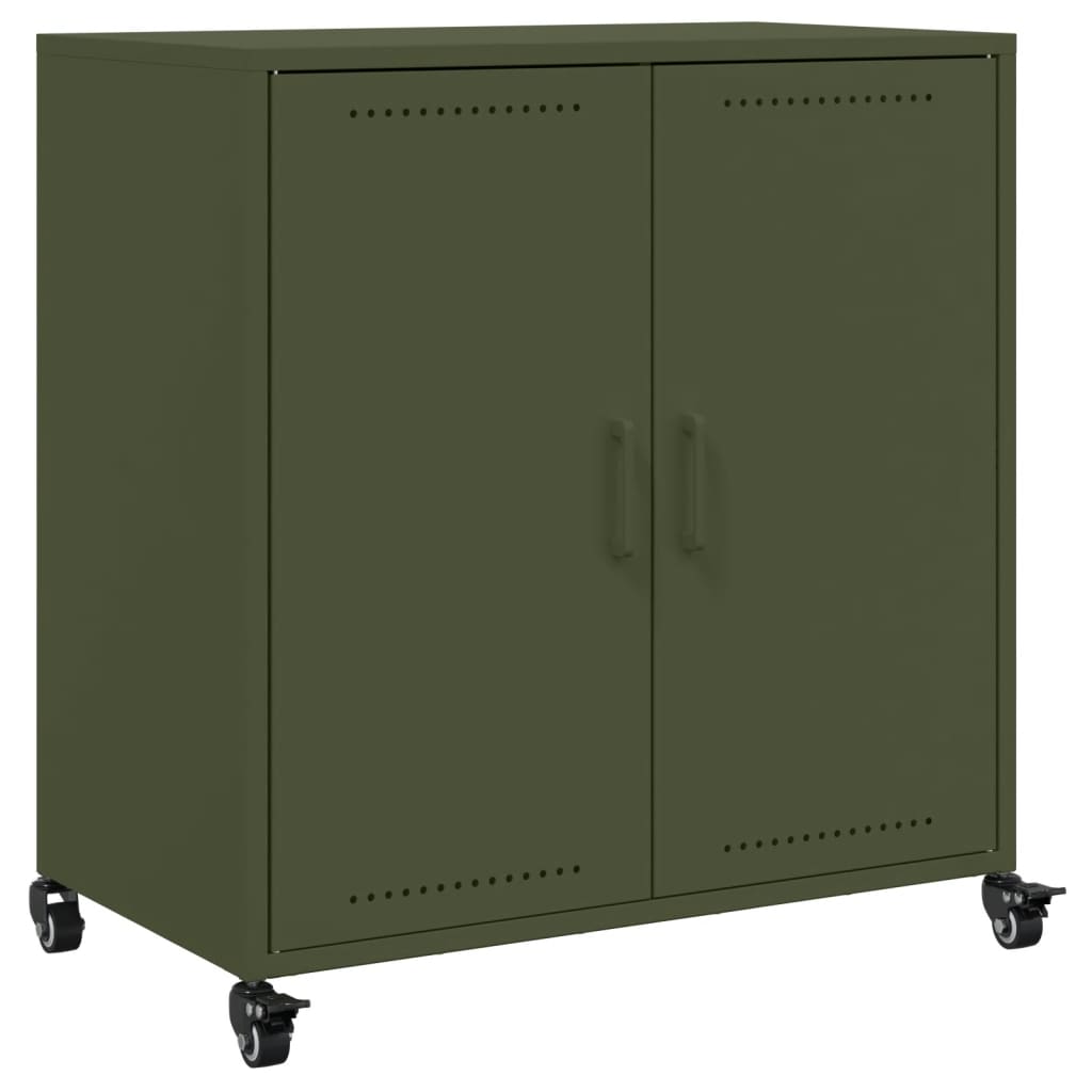vidaXL Credenza Verde Oliva 68x39x72 cm in Acciaio