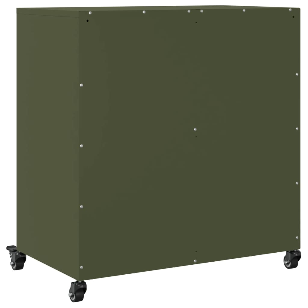Credenza buffet cassettiera mobile contenitore organizer cucina soggiorno soggiorno oliva 68,5 x 39 x 72 cm verde acciaio 02_0036588