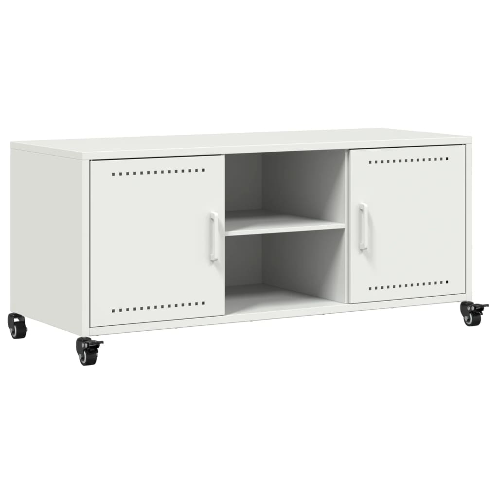 Mobile TV-Credenza TV-Console TV Bianco 100,5x39x43,5 cm in Acciaio 249045