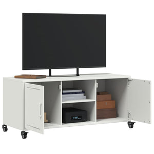 Mobile TV-Credenza TV-Console TV Bianco 100,5x39x43,5 cm in Acciaio 249045