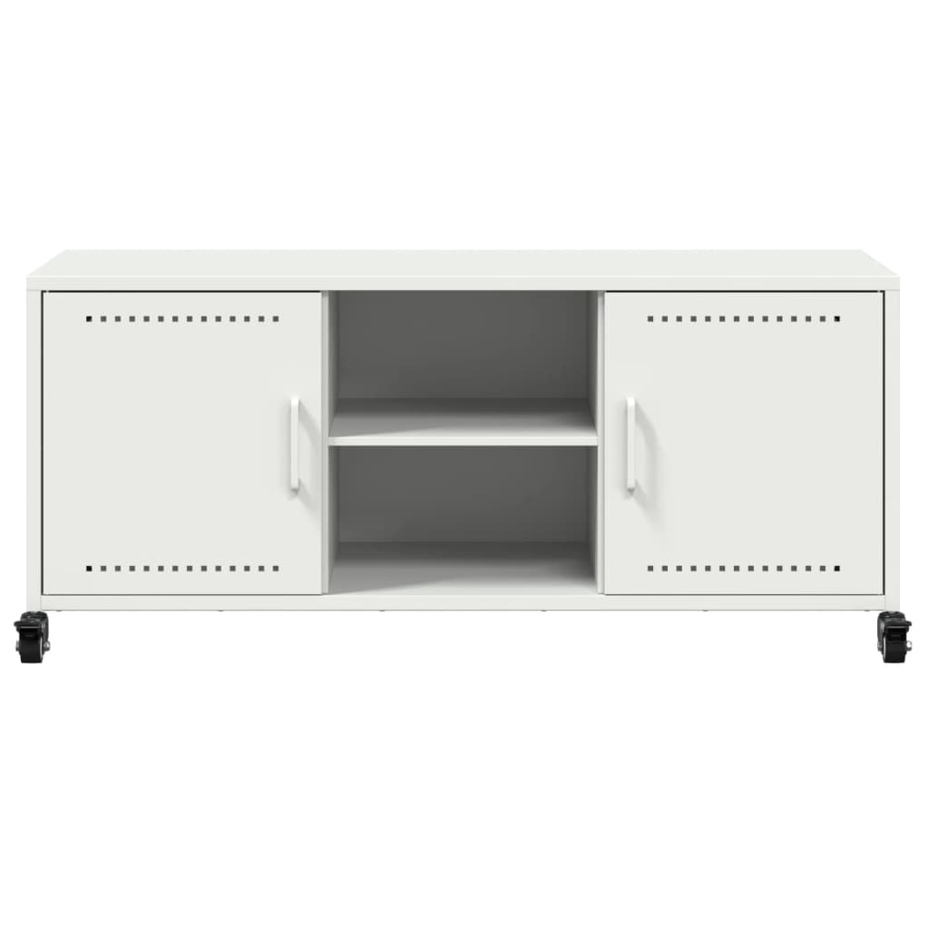 Mobile TV-Credenza TV-Console TV Bianco 100,5x39x43,5 cm in Acciaio 249045