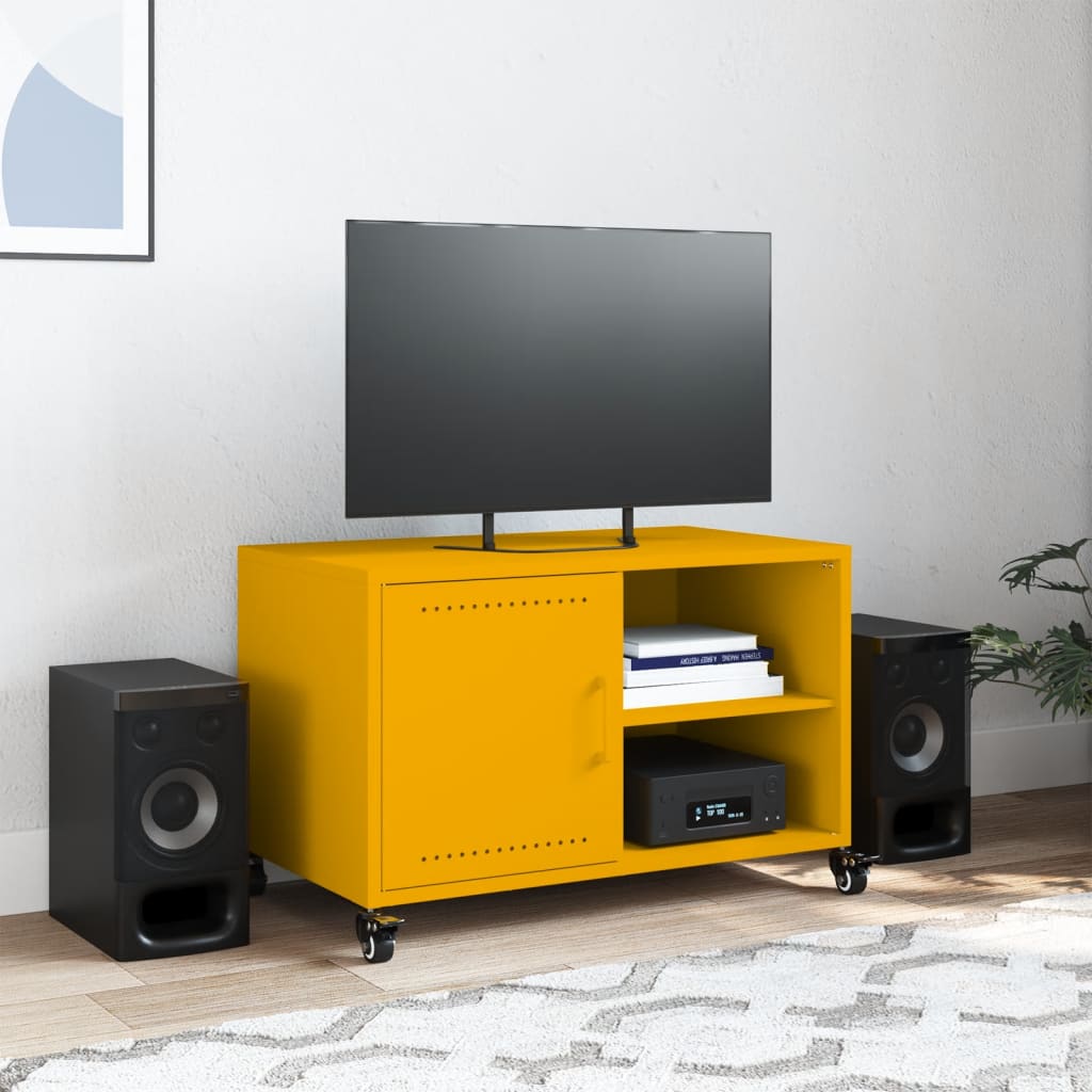 Mobile TV Giallo Senape 68x39x43,5 cm in Acciaio
