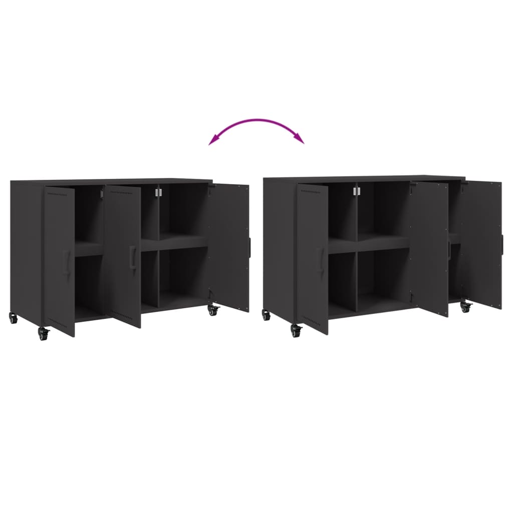 vidaXL Credenza Nera 100,5x39x72 cm in Acciaio
