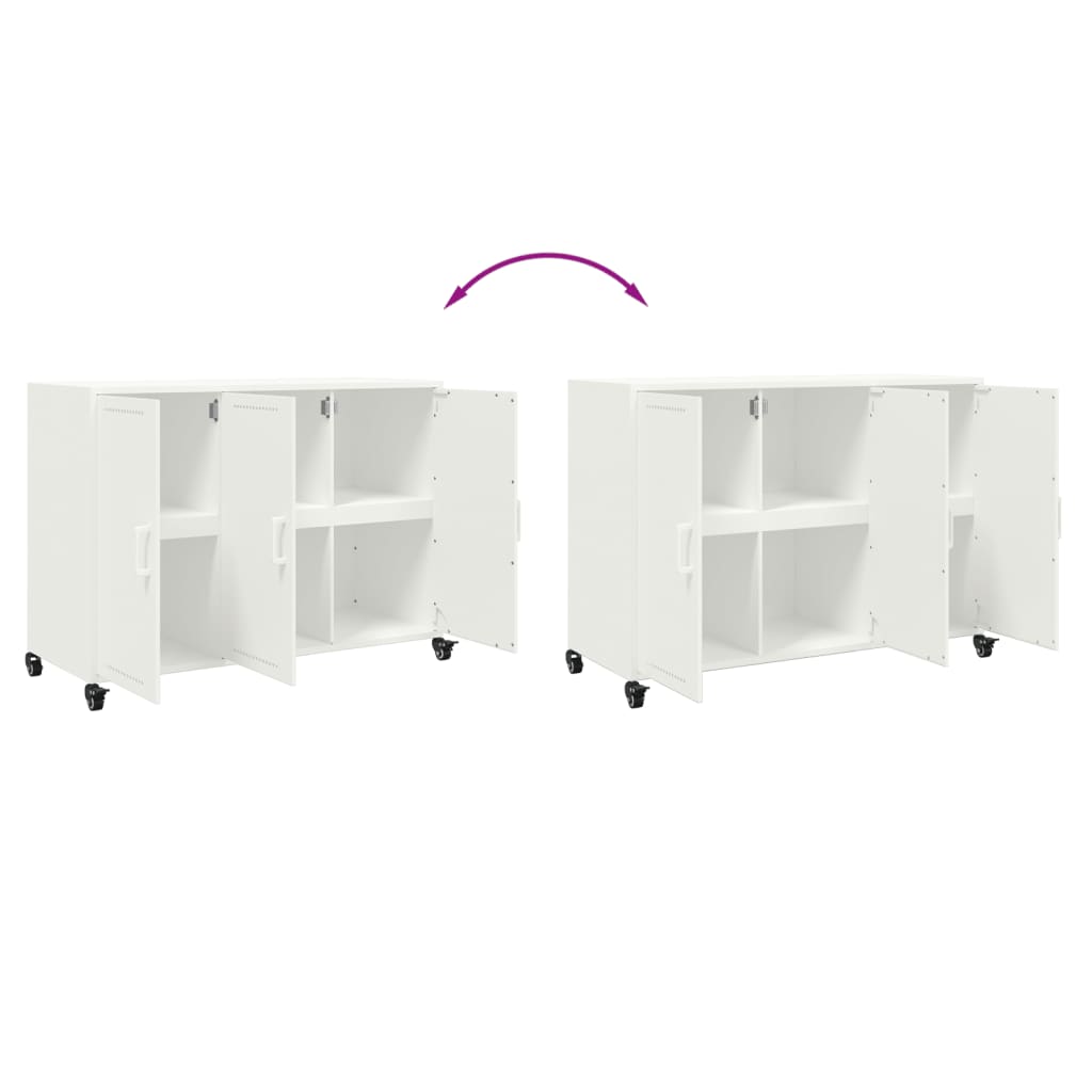 Credenza-Buffet-Armadio da cucina Bianca 100,5x39x72 cm in Acciaio