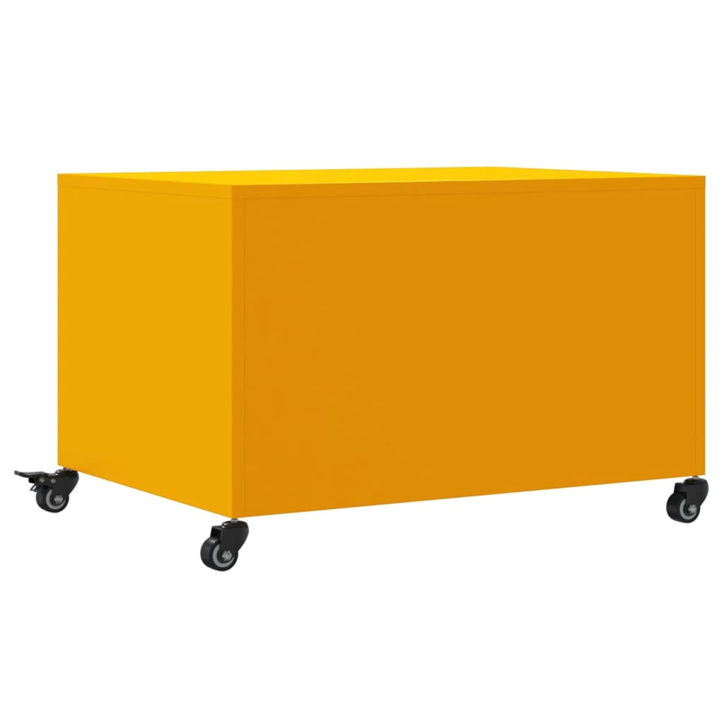Tavolino Giallo Senape 68x50x43,5 cm Acciaio Laminato a Freddo 846689