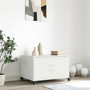 Tavolino da Salotto Bianco 68x50x43,5 cm in Acciaio 846691