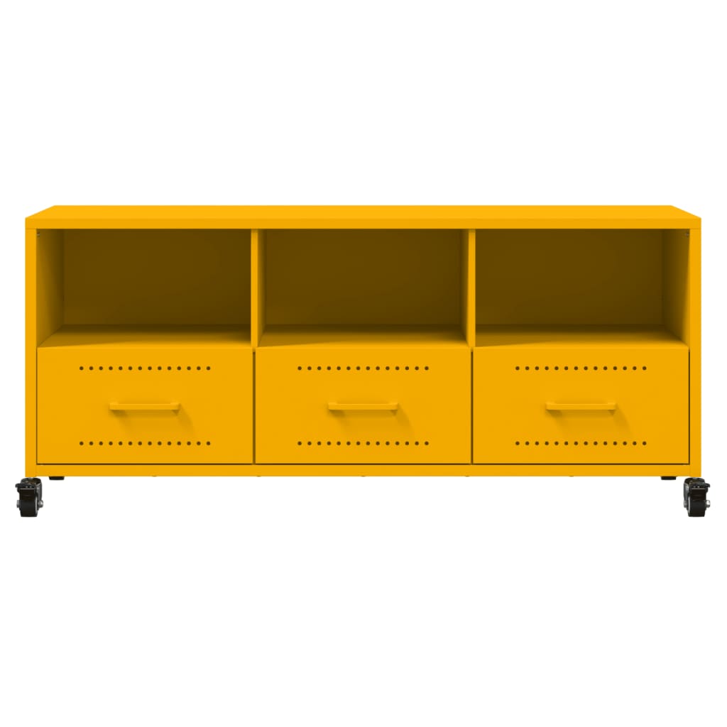 Mobile TV-Credenza TV-Console TV Giallo Senape 100,5x39x43,5 cm in Acciaio 829886