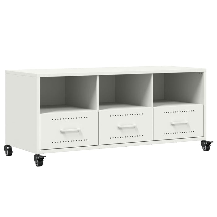Mobile TV-Credenza TV-Console TV Bianco 100,5x39x43,5 cm in Acciaio 594033