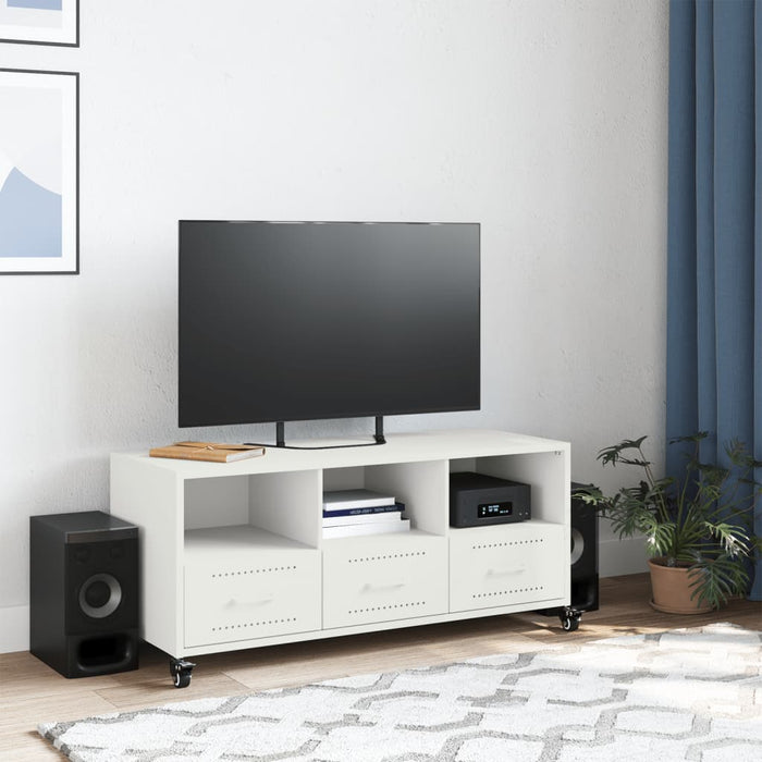 Mobile TV-Credenza TV-Console TV Bianco 100,5x39x43,5 cm in Acciaio 594033