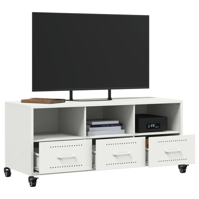 Mobile TV-Credenza TV-Console TV Bianco 100,5x39x43,5 cm in Acciaio 594033