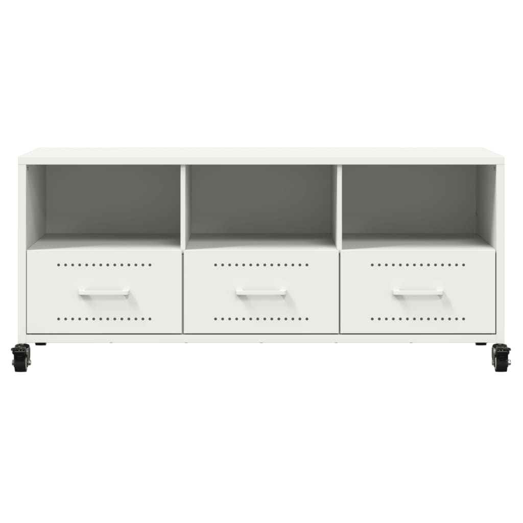 Mobile TV-Credenza TV-Console TV Bianco 100,5x39x43,5 cm in Acciaio 594033