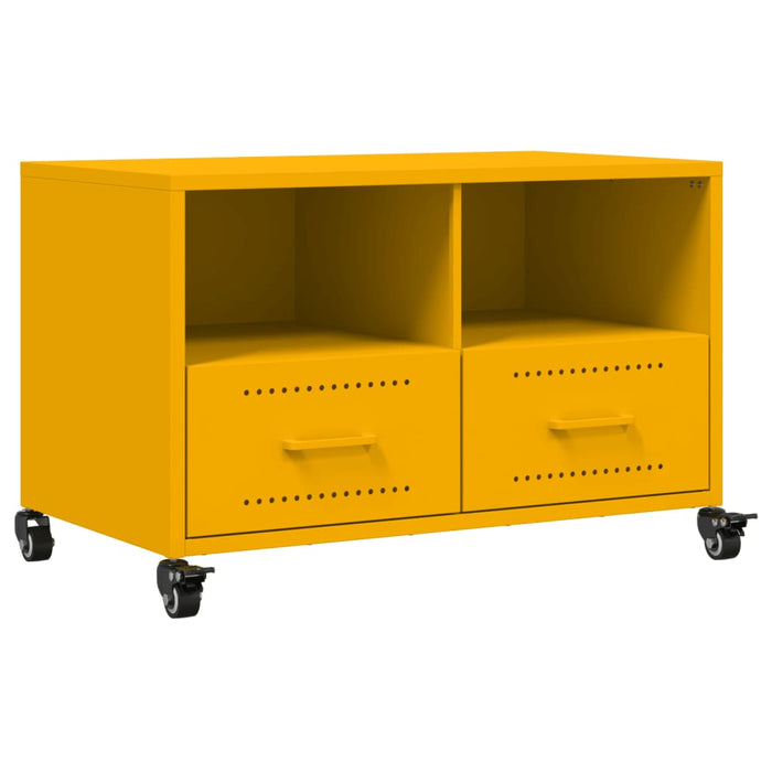 Mobile TV-Credenza TV-Console TV Giallo Senape 68x39x43,5cm Acciaio Laminato a Freddo 716012