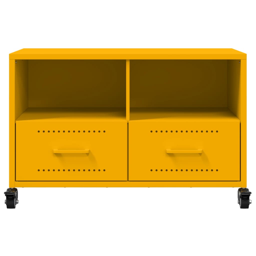 Mobile TV-Credenza TV-Console TV Giallo Senape 68x39x43,5cm Acciaio Laminato a Freddo 716012