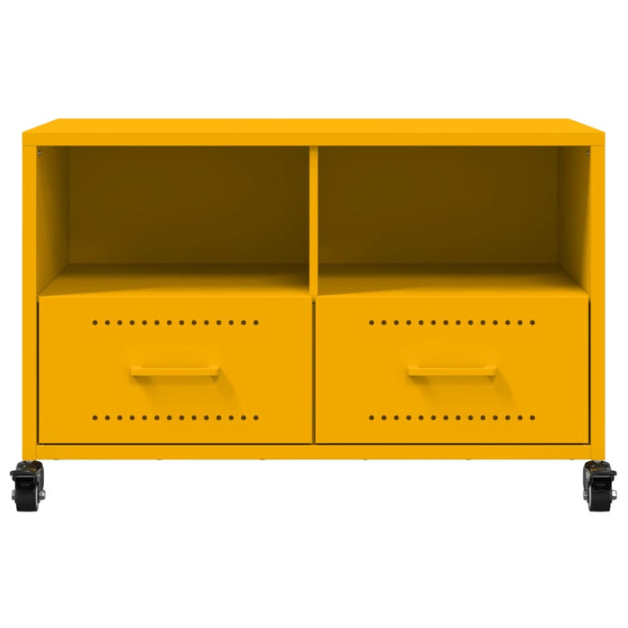 Mobile TV-Credenza TV-Console TV Giallo Senape 68x39x43,5cm Acciaio Laminato a Freddo 716012