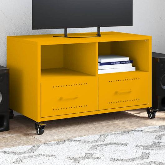 Mobile TV Giallo Senape 68x39x43,5cm Acciaio Laminato a Freddo