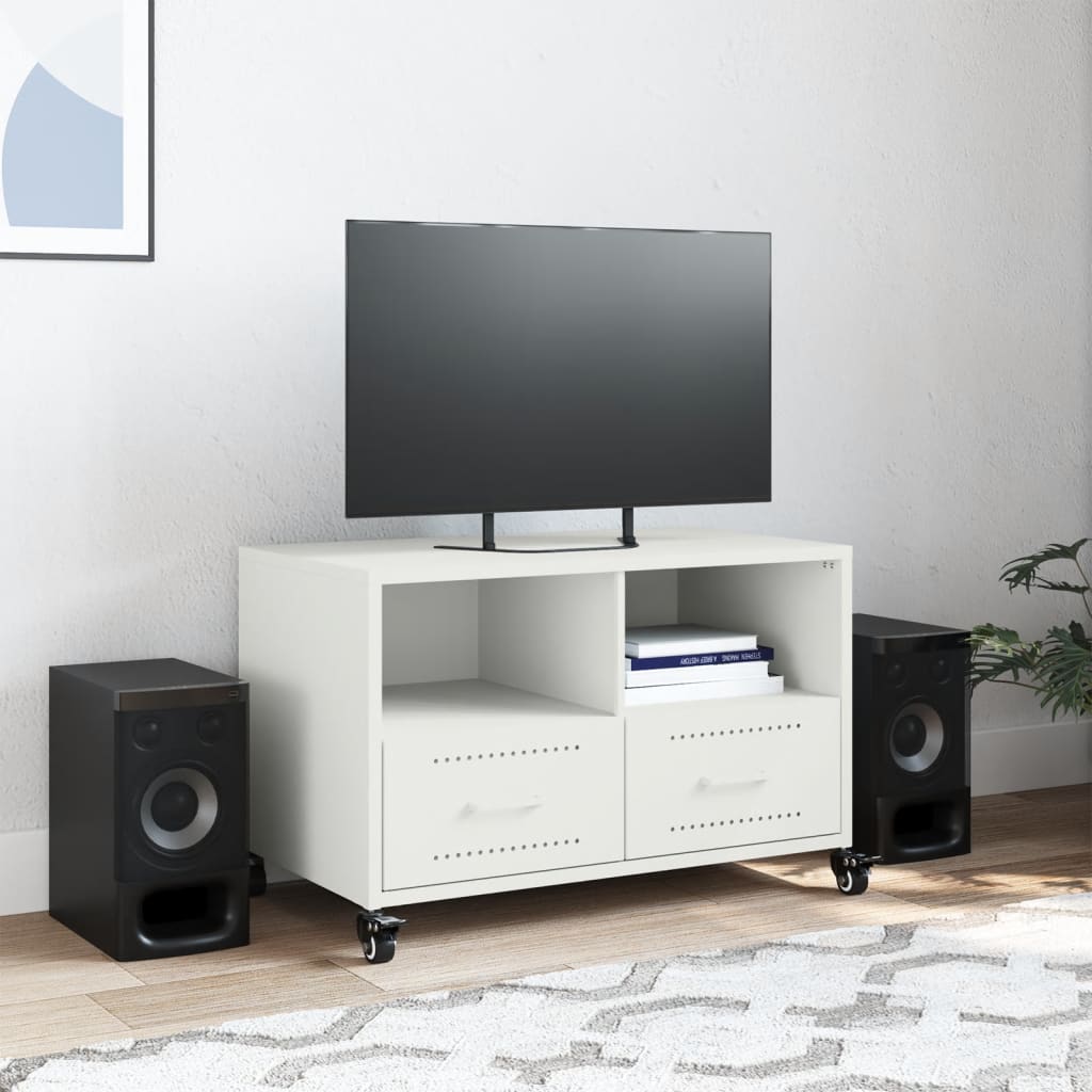 Mobile TV-Credenza TV-Console TV Bianco 68x39x43,5 cm in Acciaio 110607