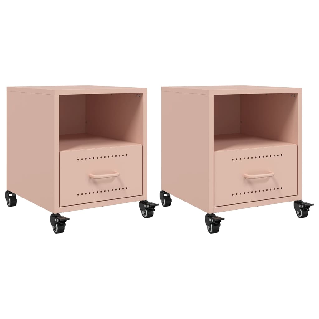 Comodini 2 pz Rosa 36x39x43,5 cm in Acciaio 846707