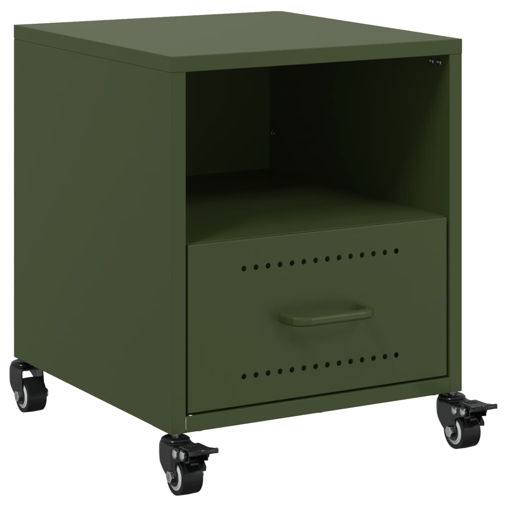 vidaXL Comodino Verde Oliva 36x39x43,5 cm in Acciaio
