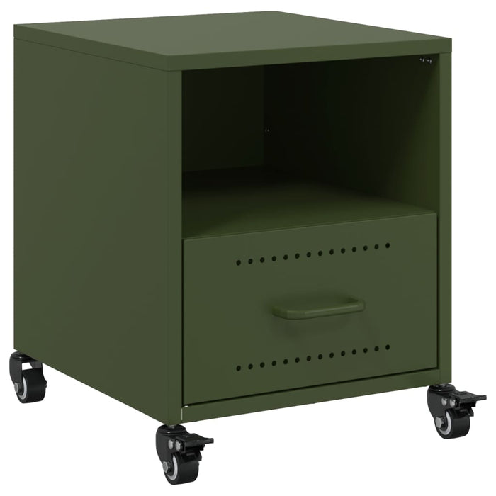 vidaXL Comodino Verde Oliva 36x39x43,5 cm in Acciaio