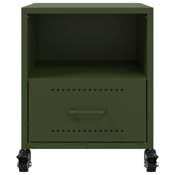 vidaXL Comodino Verde Oliva 36x39x43,5 cm in Acciaio