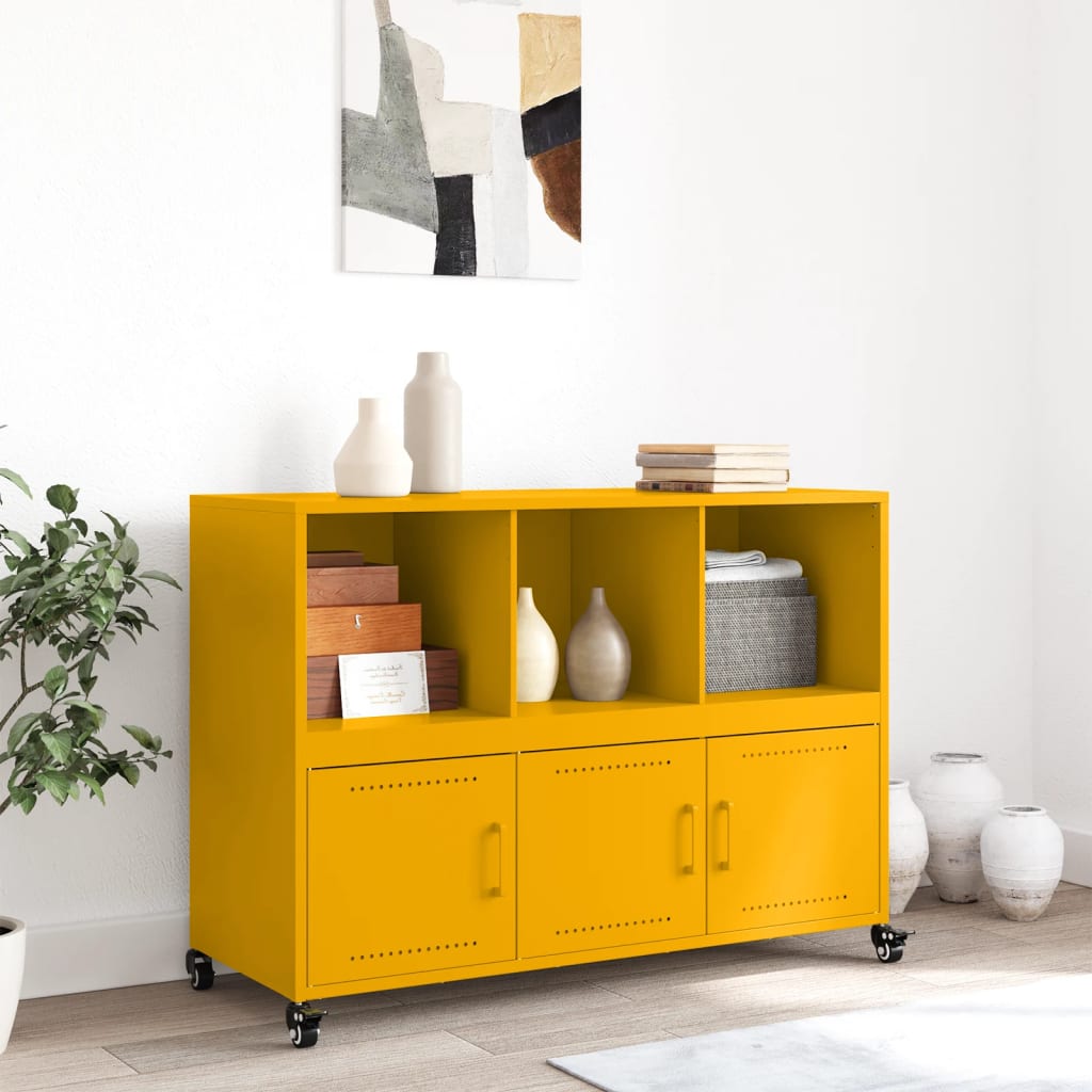 Credenza Giallo Senape 100,5x39x72 cm in Acciaio 846737