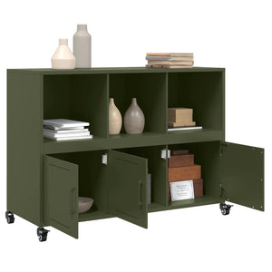 vidaXL Credenza Verde Oliva 100,5x39x72 cm in Acciaio