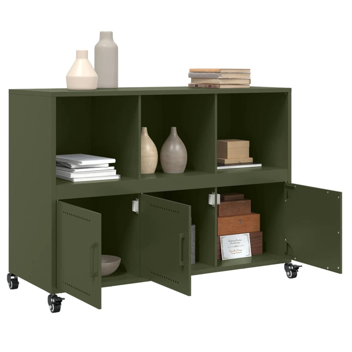vidaXL Credenza Verde Oliva 100,5x39x72 cm in Acciaio