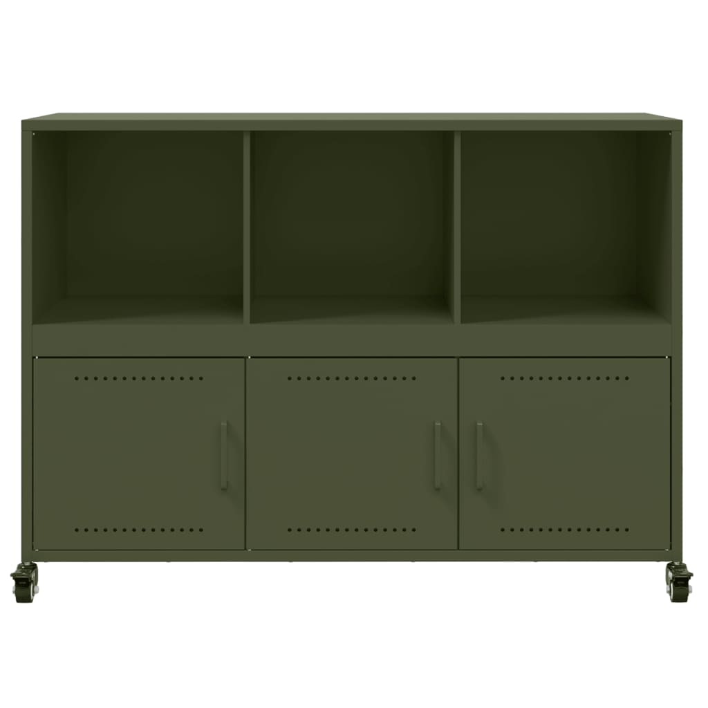 vidaXL Credenza Verde Oliva 100,5x39x72 cm in Acciaio