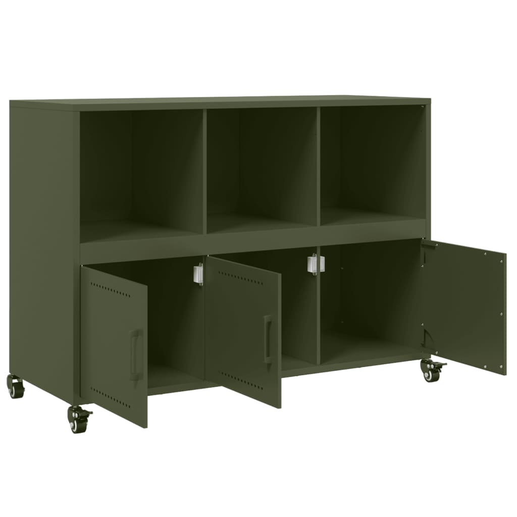 vidaXL Credenza Verde Oliva 100,5x39x72 cm in Acciaio