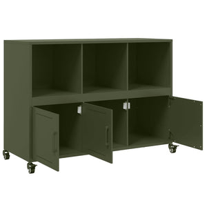 vidaXL Credenza Verde Oliva 100,5x39x72 cm in Acciaio