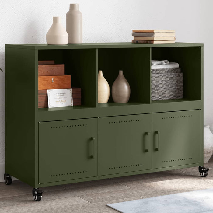 vidaXL Credenza Verde Oliva 100,5x39x72 cm in Acciaio