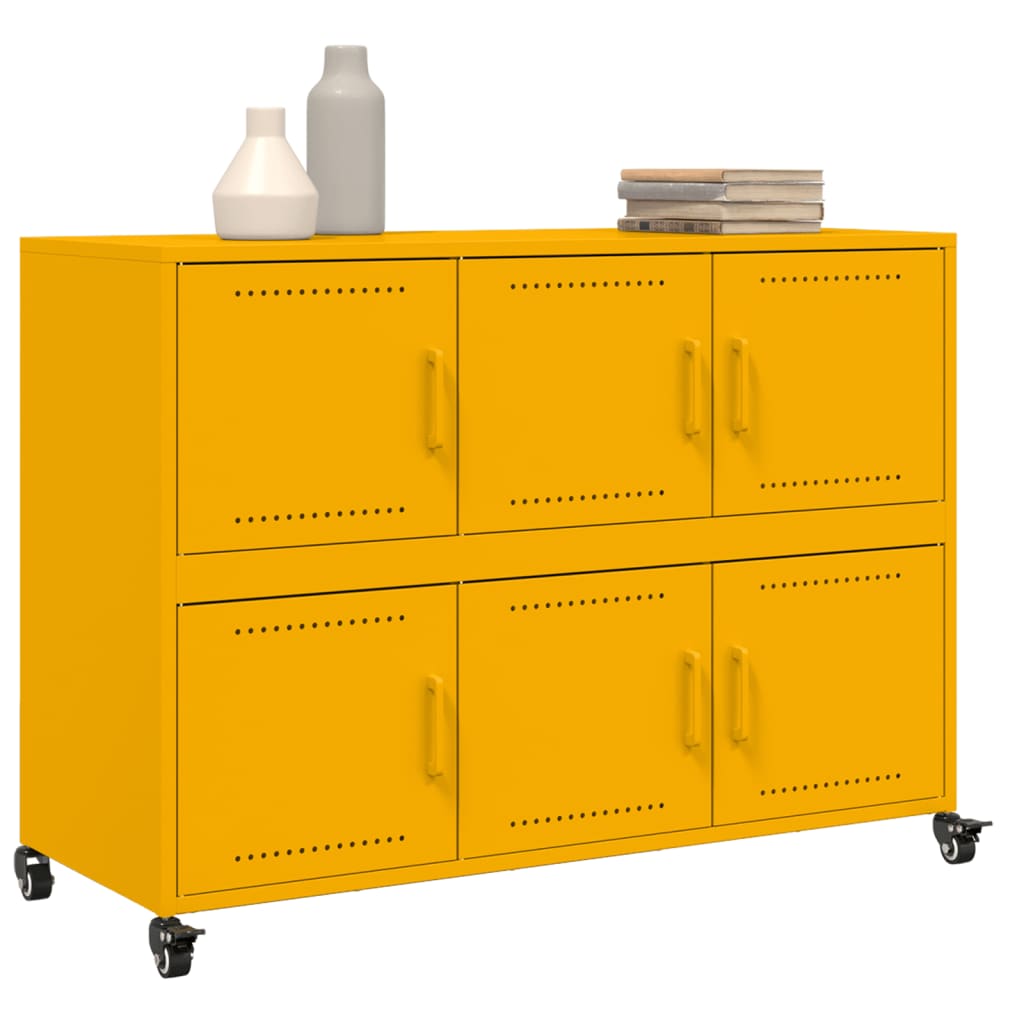 Credenza Giallo Senape 100,5x39x72 cm Acciaio Laminato a Freddo 846743