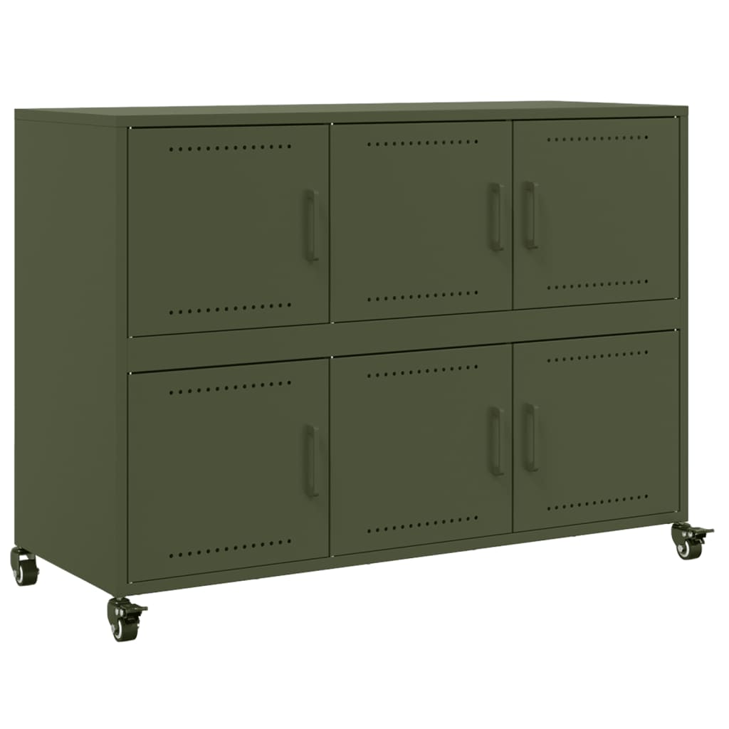 vidaXL Credenza Verde Oliva 100,5x39x72 cm in Acciaio
