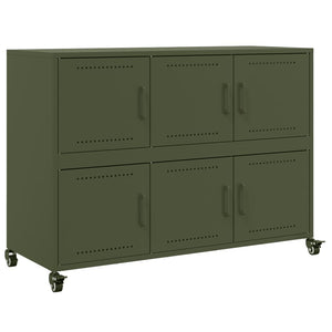 vidaXL Credenza Verde Oliva 100,5x39x72 cm in Acciaio