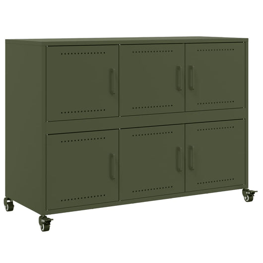 vidaXL Credenza Verde Oliva 100,5x39x72 cm in Acciaio