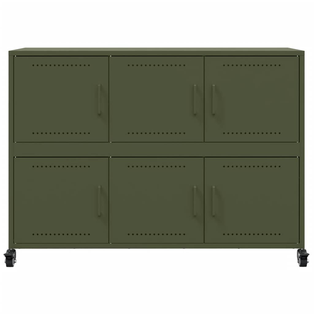 vidaXL Credenza Verde Oliva 100,5x39x72 cm in Acciaio