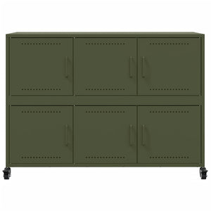 vidaXL Credenza Verde Oliva 100,5x39x72 cm in Acciaio