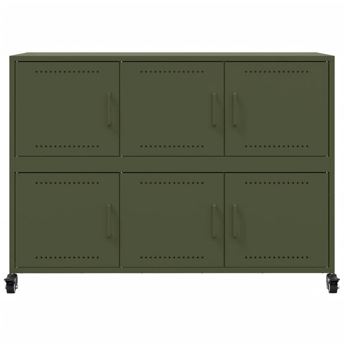 vidaXL Credenza Verde Oliva 100,5x39x72 cm in Acciaio
