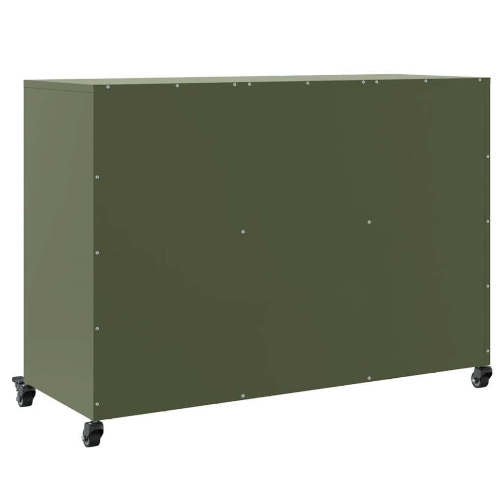 vidaXL Credenza Verde Oliva 100,5x39x72 cm in Acciaio