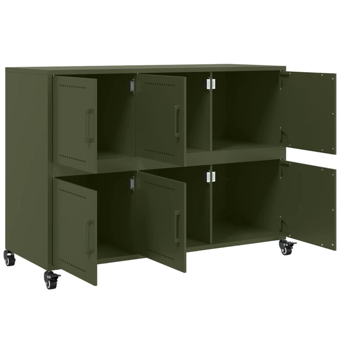 vidaXL Credenza Verde Oliva 100,5x39x72 cm in Acciaio