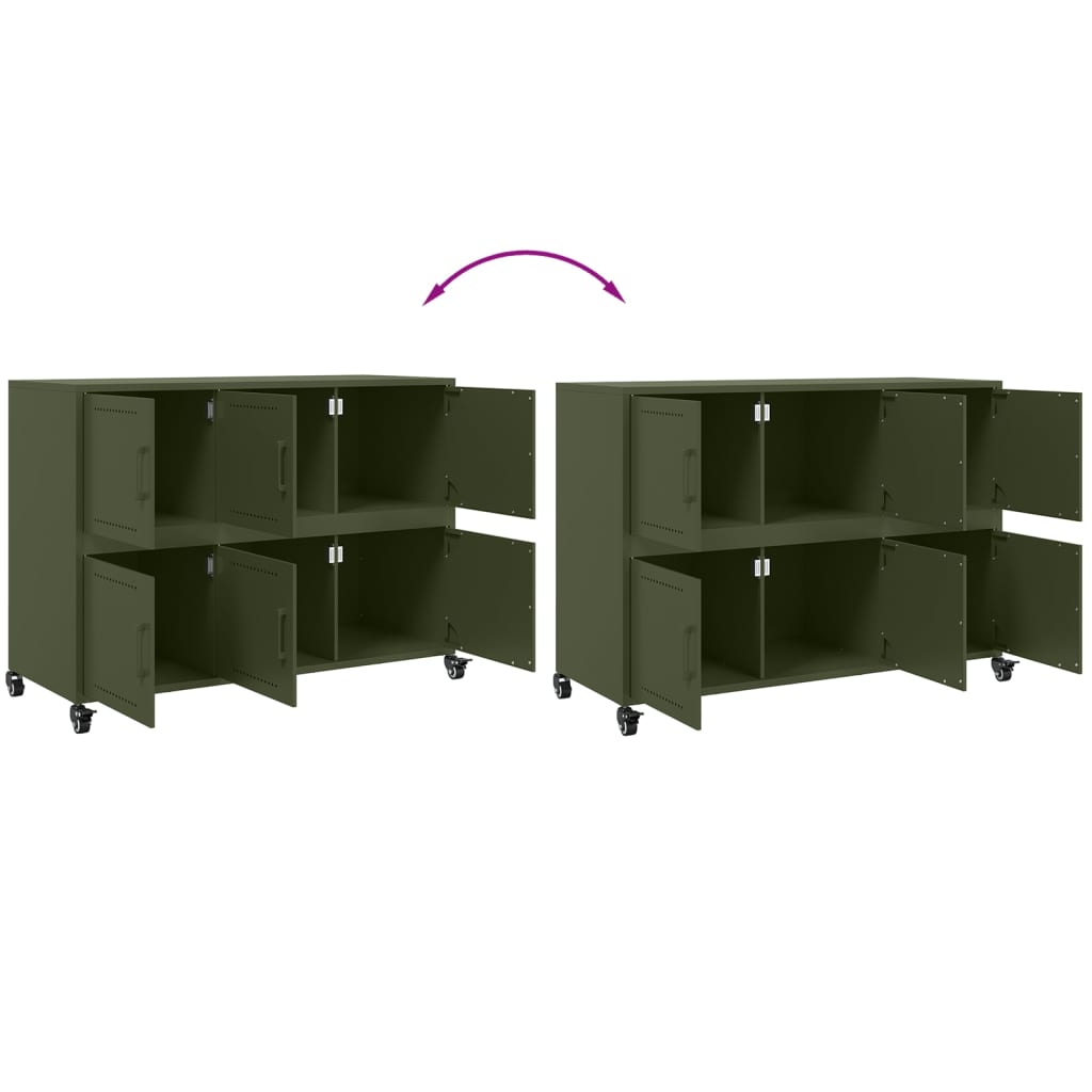 vidaXL Credenza Verde Oliva 100,5x39x72 cm in Acciaio