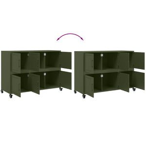 vidaXL Credenza Verde Oliva 100,5x39x72 cm in Acciaio