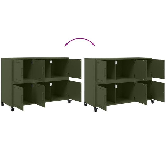 vidaXL Credenza Verde Oliva 100,5x39x72 cm in Acciaio