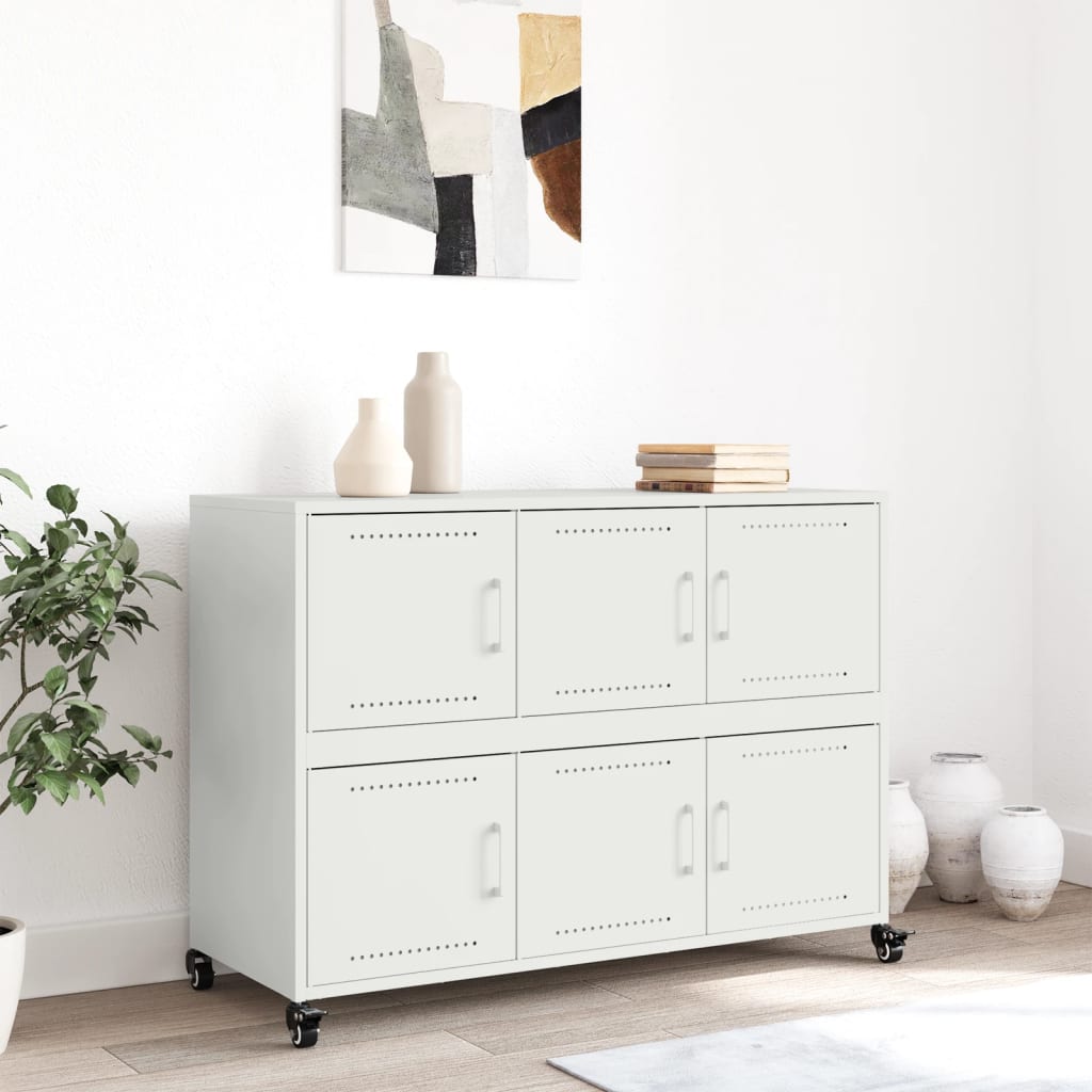 vidaXL Credenza Bianca 100,5x39x72 cm in Acciaio Laminato a Freddo