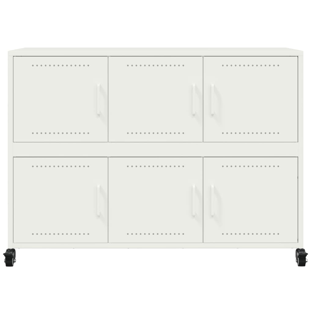 Credenza-Buffet-Armadio da cucina Bianca 100,5x39x72 cm in Acciaio Laminato a Freddo